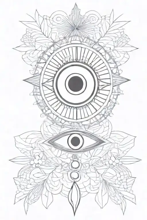 Simple Evil Eye Surrounded By Lines