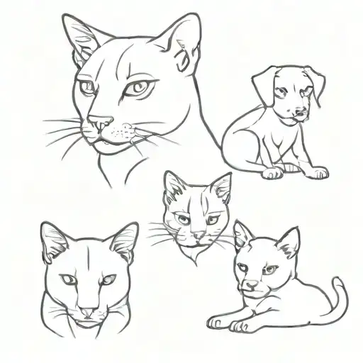 Cat And Dogs No Portrait Of Pet No Paw Print Original Design