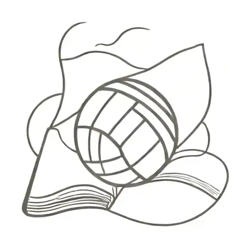 A Minimalist Tattoo Of A Volleyball With A Book Incorporated Into The Design