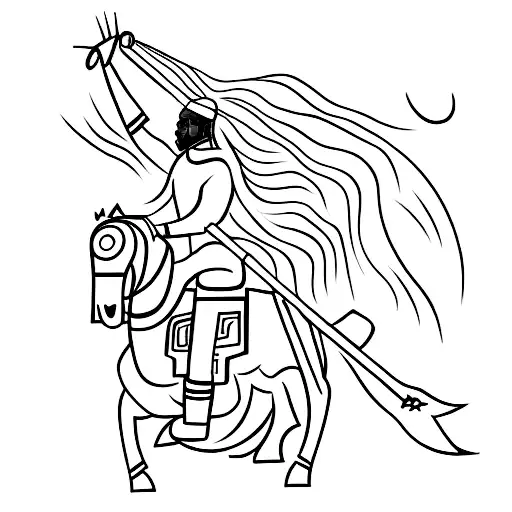 Black Man Riding A Horse As A Warrior