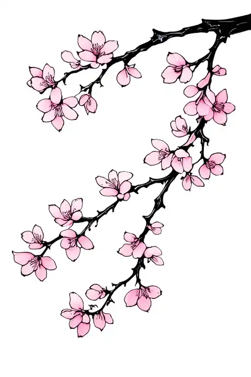 Fine Line Cherry Blossom Branch Small