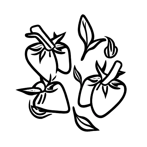 4 Strawberries On A Vine Thin Line