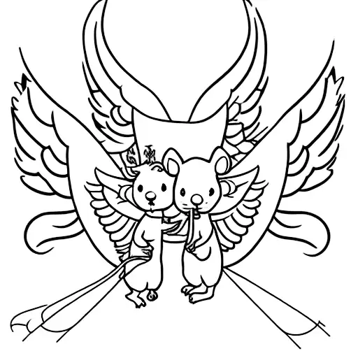 3 Little Rats With Angel Wings On A Cloud