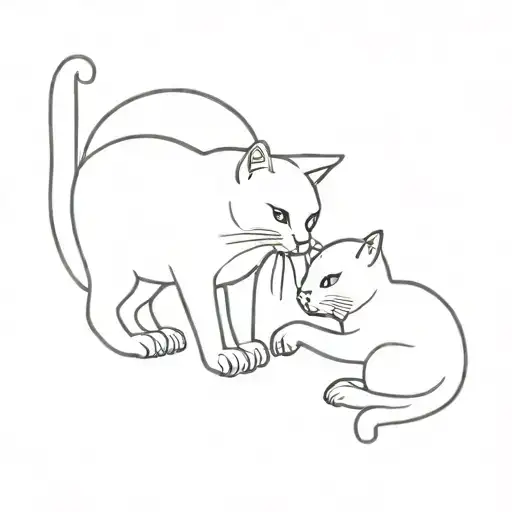 Cat Protecting A Cat Playing