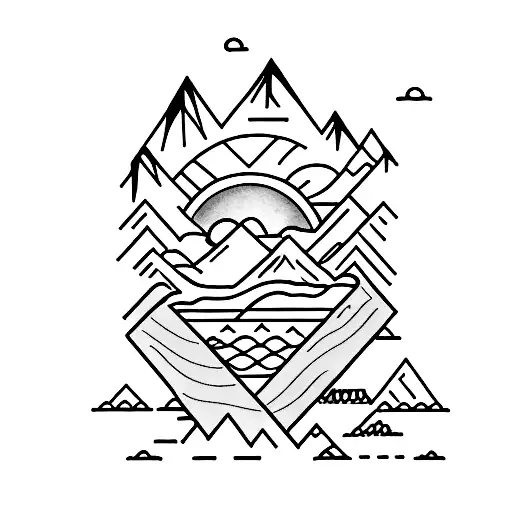 Mountain With A River And Lake