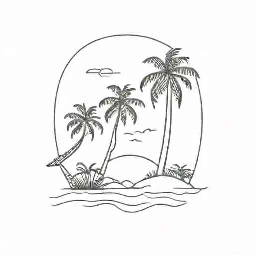 Beer And Beach Scene With Palm Trees