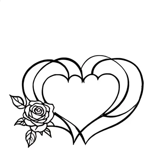 Two Hearts With A Rose Intertwined