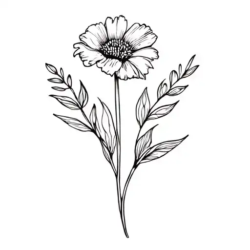 Fine Line Floral July Birth Flower