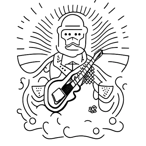 Guitar With A Rolling Pin And Glb