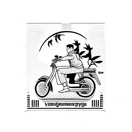 Vietnamese Stamp Featuring A Motorbike Silhouette