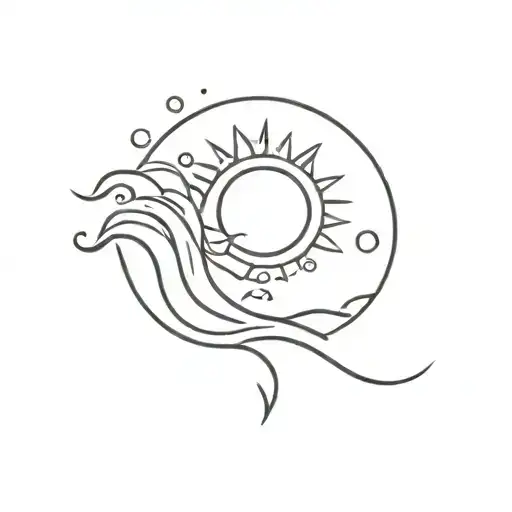 Sun Moon And Ocean Waves Crashing