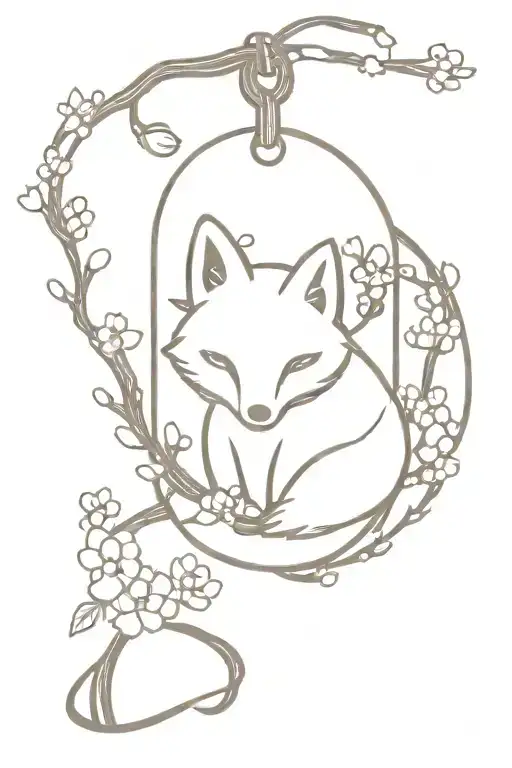 Fox Omamori Charms Sakura Branch