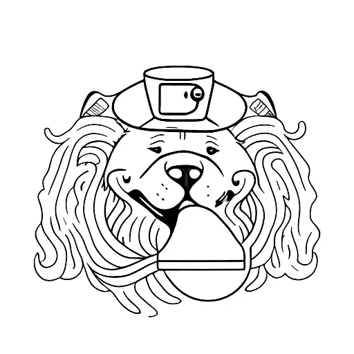 A Minimalist Tattoo Of A Dog Smoking A Joint