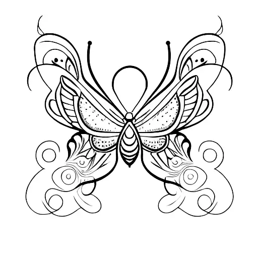 A Minimalist Design Of A Butterfly With A Star Incorporated Into The Wings