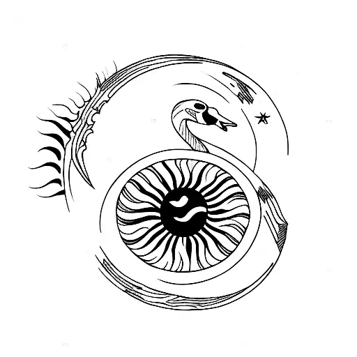 Swans With Sun And Moon