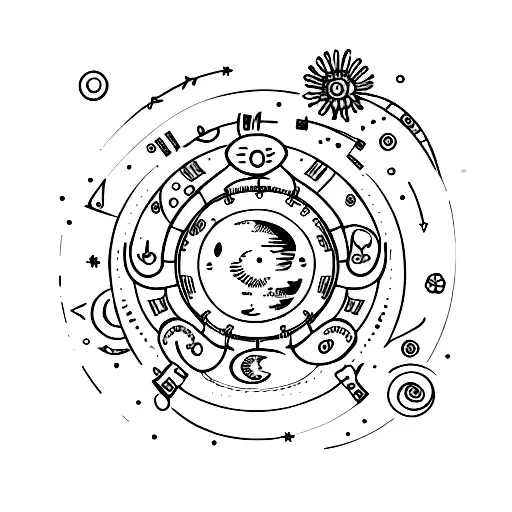 Small Minimalist Venus Planet With Astrology Sign And Flowers