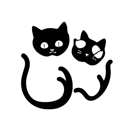 A Black Cat And A Gray Cat Sleeping Together