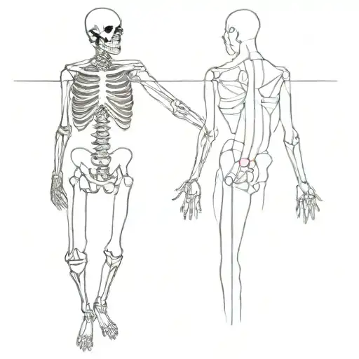 Upper Half Male Torso And Lower Half Skeleton Divided