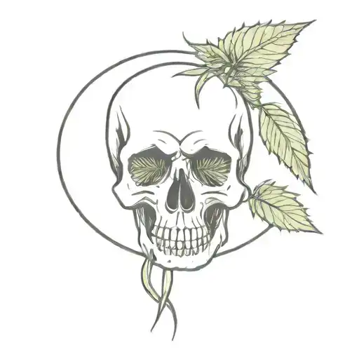A Skull Made Of Weed Leaves With A Nature Background