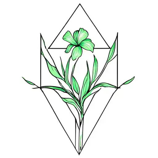 Euclid Geometry With An Iris Flower Green And Black