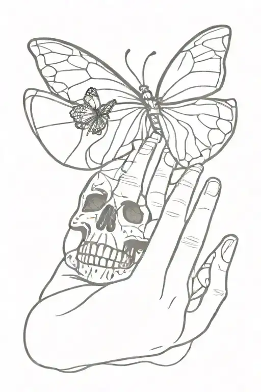 Butterfly With Skull Hand Holding