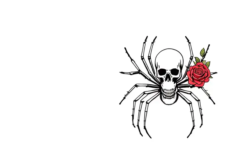 A Spider But It's Body Is A Skull With Roses