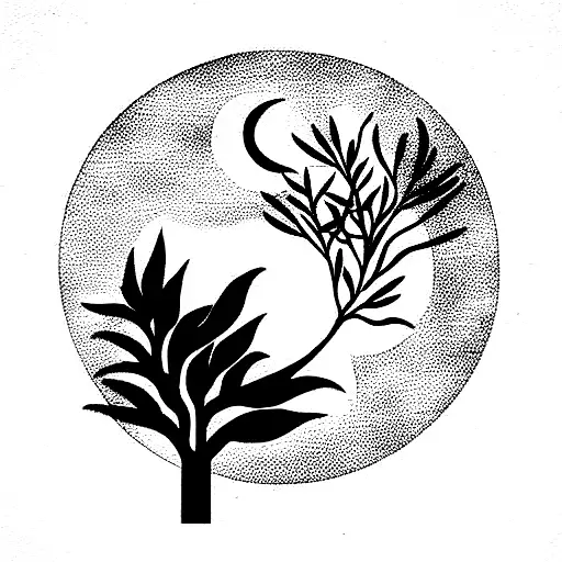 Moon With Olive Tree And Cancer