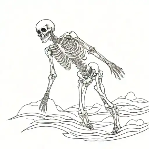 Skeleton Sinking Underwater