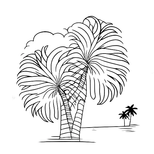 Two Palm Tree With Short Island