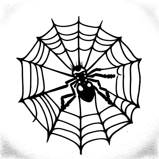 Rose With Spiderweb And A Black Widow