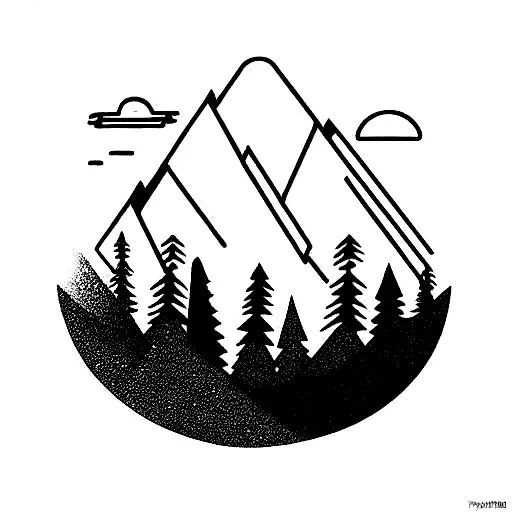 Forest And Mountains And Futuristic Heaven