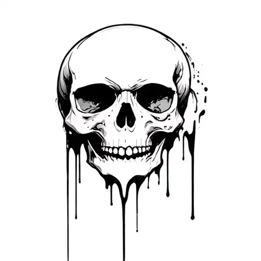 Front Facing Skull With Negative Space Tears Flowing