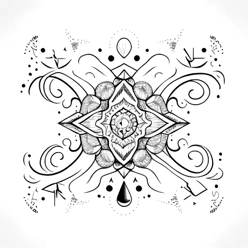 Sternum Tattoo With Moon And Crystals