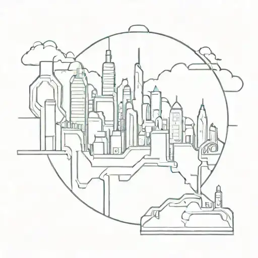 Incorporate A Futuristic Cyberpunk Cityscape Into A Minimalist Design