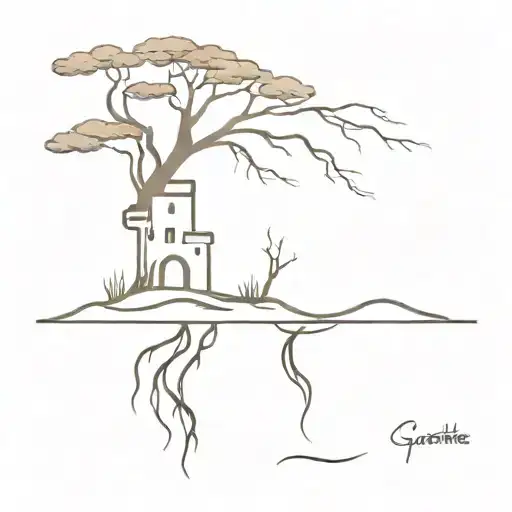 Tree With Roots And Sandcastle