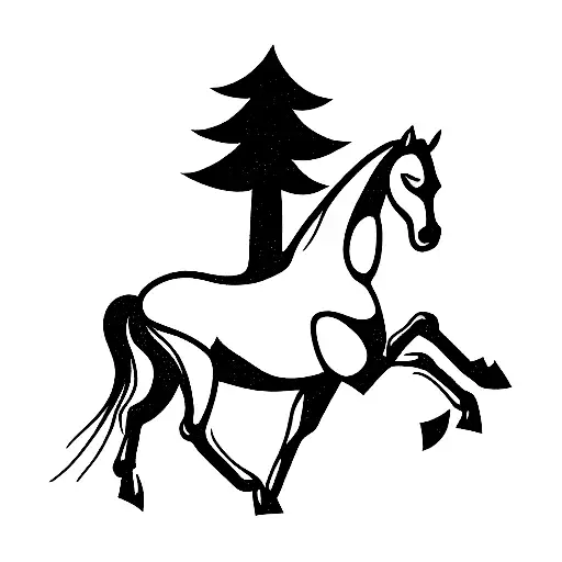 Horse With A Tree And A Cross
