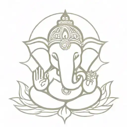 Lord Ganesh With Lotus