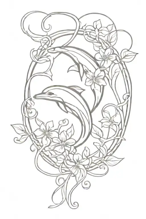 Celtic Dolpin With Morning Glory Vine Wrapping