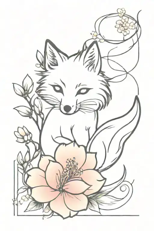 Nine Tail Fox Peach Blossoms Blooming