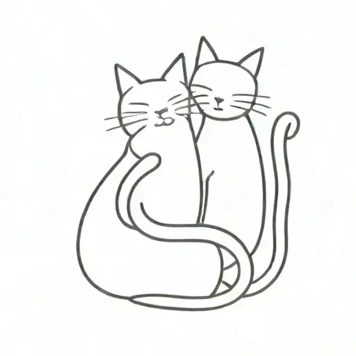 1 Yellow Cat And 1 Black White Cat Hugging Each Other