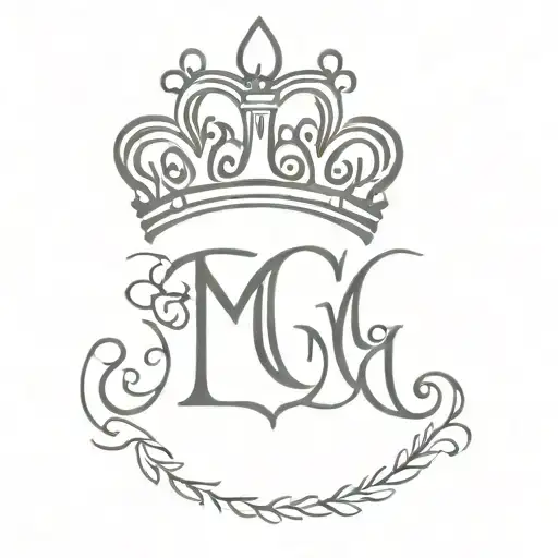 The Letters Mg With A Crown And Heart
