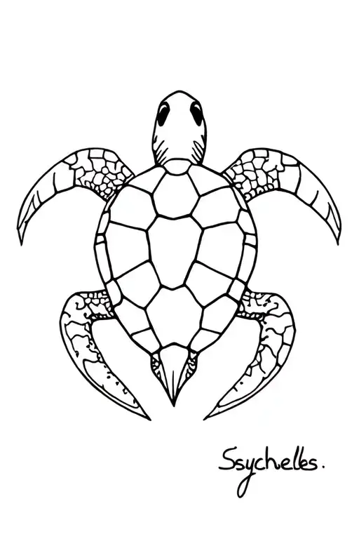 Seychelles Turtle Artistic Shape Outline Drawing