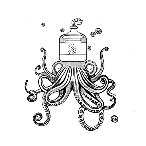 Octopus Inside A Potion With Form Of Heart