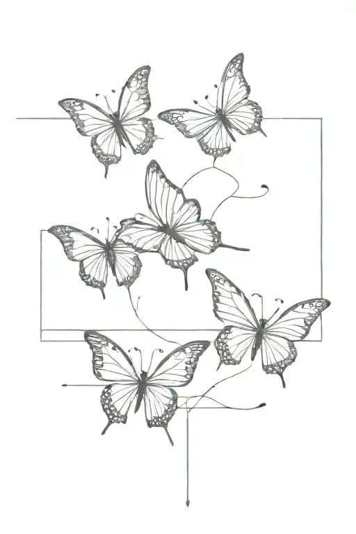 5 Butterflies Flying In A Straight Line