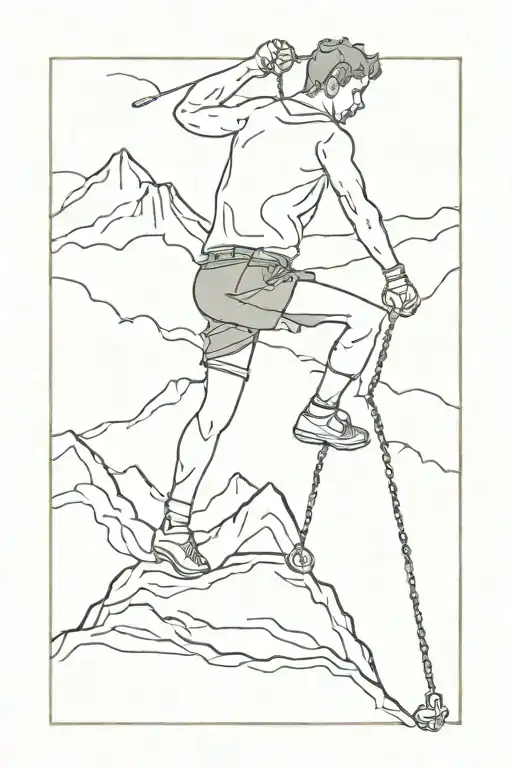 Chain Wrapped Brother Climbing Mountain