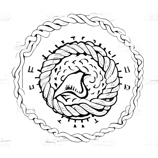 Torn Out Tounge In The Middle Of A Circle Of Rope