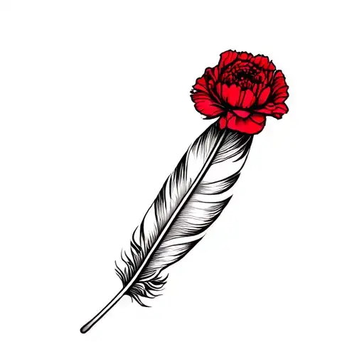 Feather And A Red Carnation