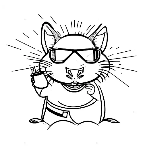 Low Angle Happy Cartoon Wombat Sitting In Camp Chair With Sunglasses And A Drink