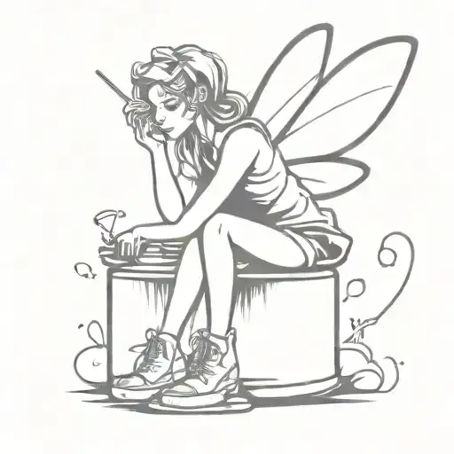 Street Art Fairy Sitting On A Spray Paint Can