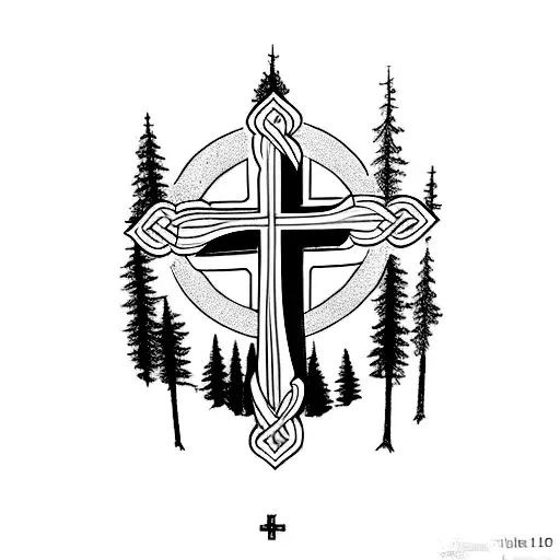 Christian Cross In The Middle Of A Forest